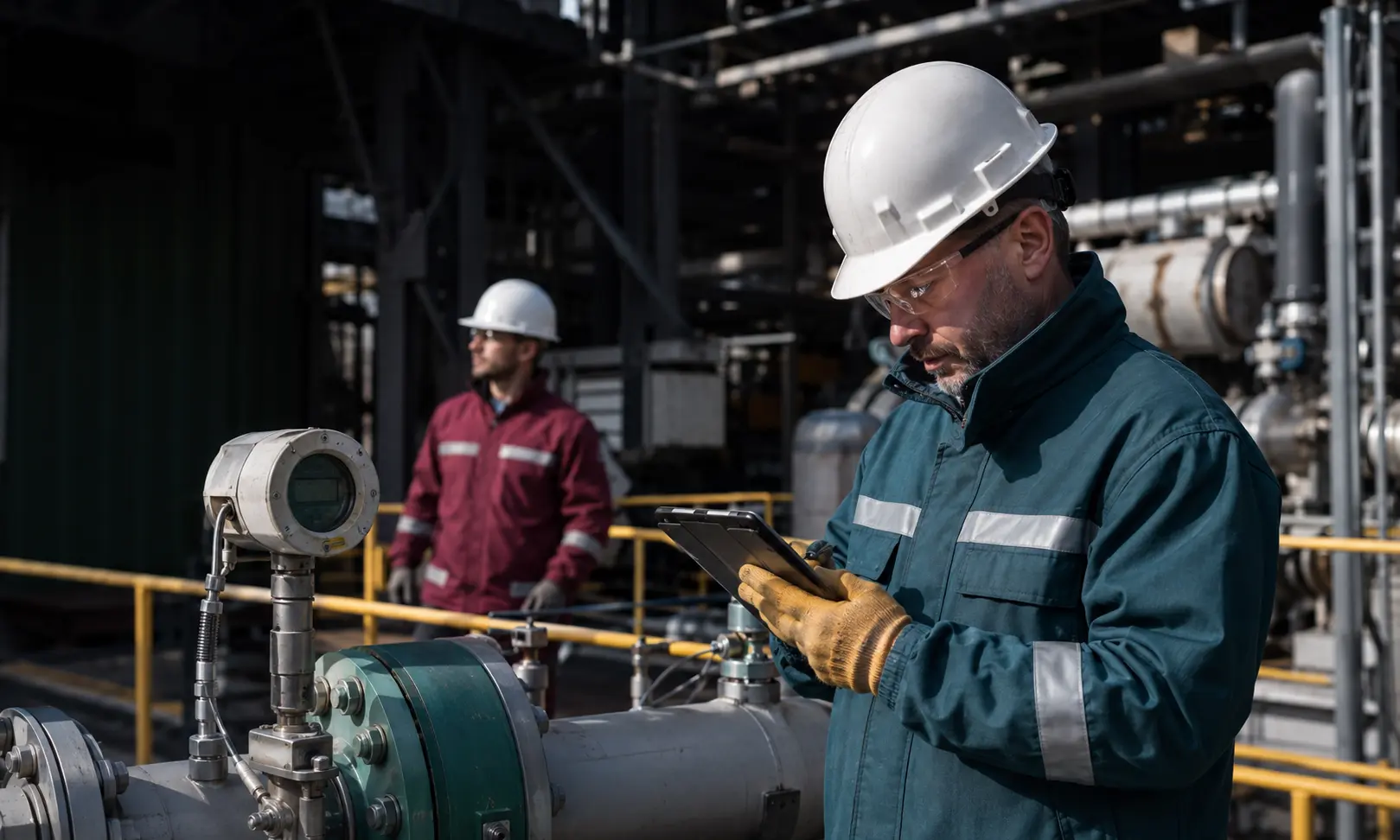Independent verifier gathering evidence at an industrial site