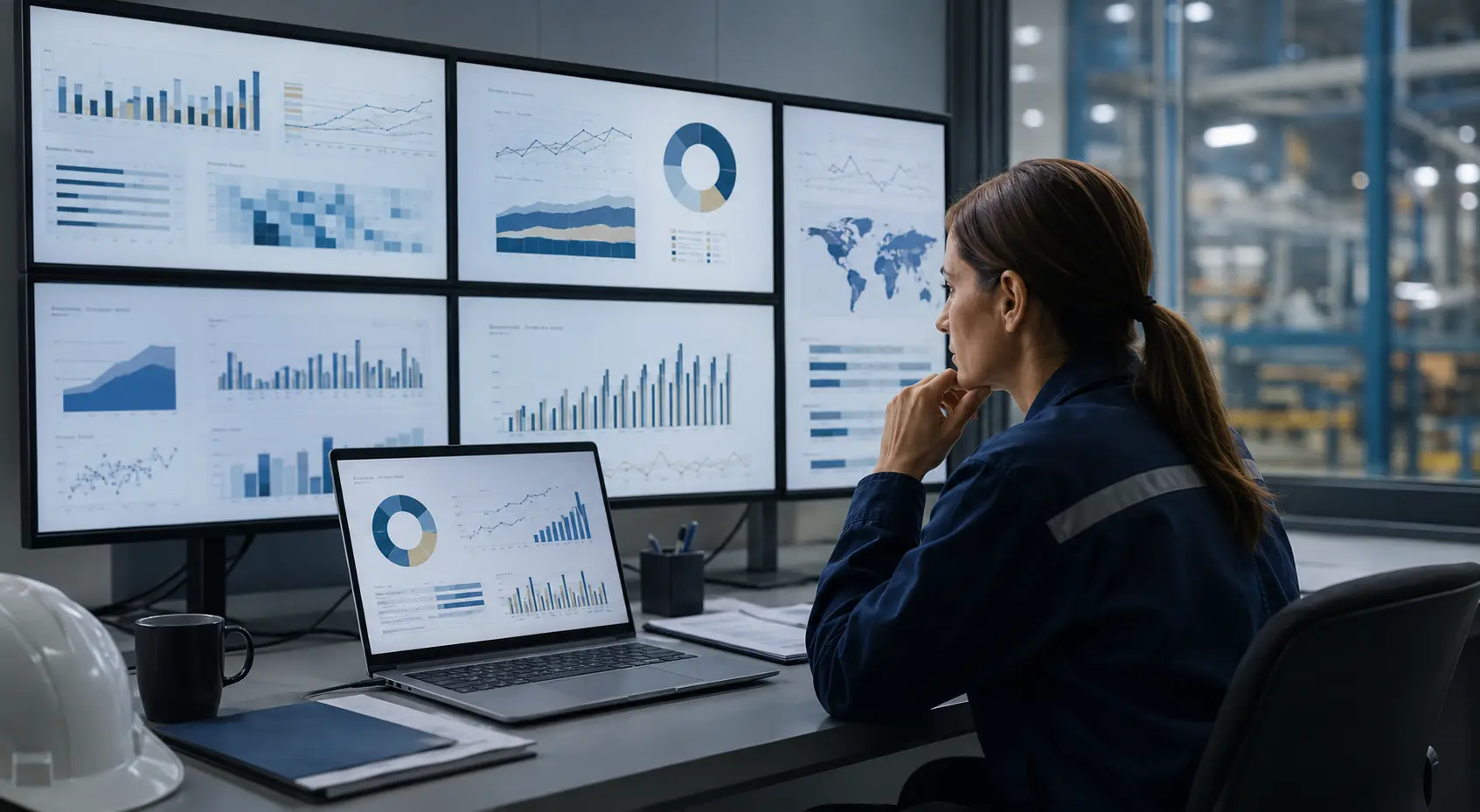 Sustainability data specialist reviewing emissions evidence